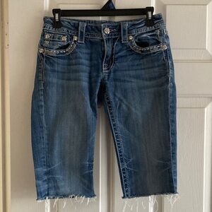 Miss Me Distressed Blue cut off Bermudan shorts
